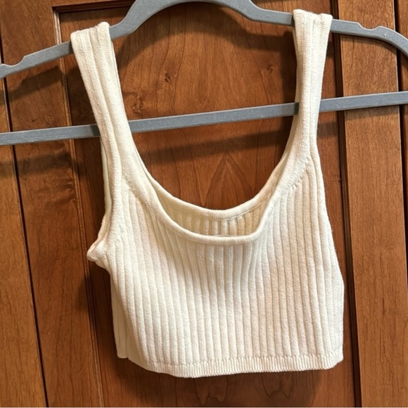 Aritzia Wilfred Cream Cropped Knit Top Small - Picture 2 of 3